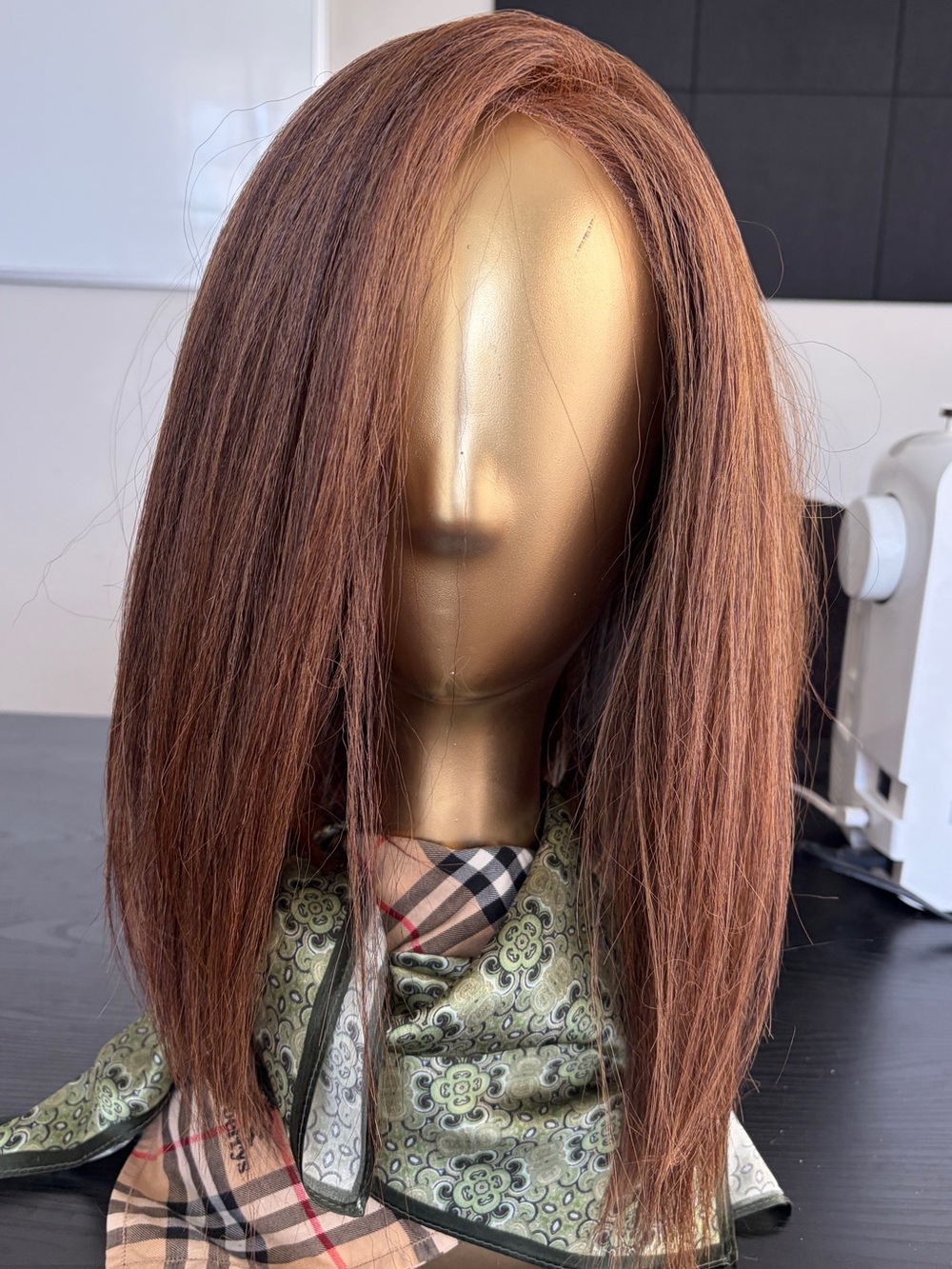 Brazilian Human Hair & Synth Blend Lace Free Part Auburn Sandy Blonde Mix